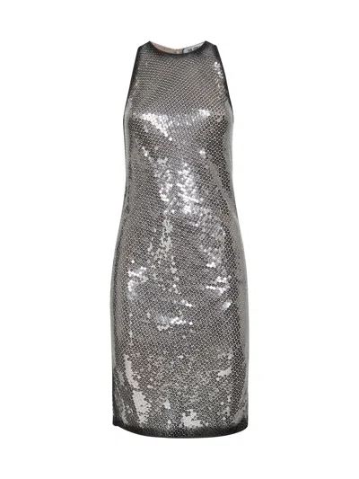Attico Silver Sequins A-line Mini Dress