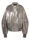 Attico Mirror-like Leather Anja Bomber With Vintage Effect In Silver