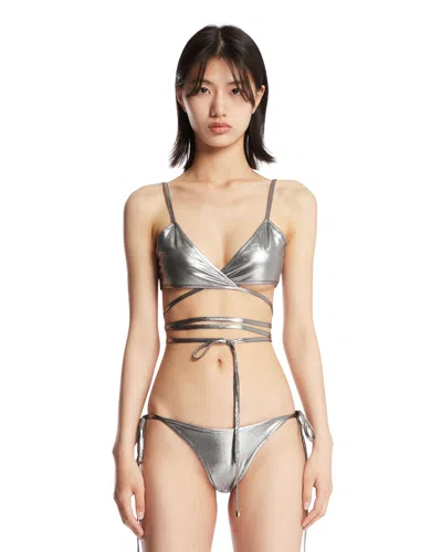 Attico Silver Wrap-around Bikini