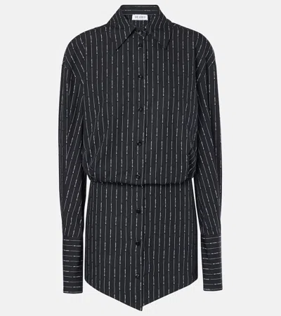 Attico Silvye Logo Striped Cotton Shirt Dress In Multi