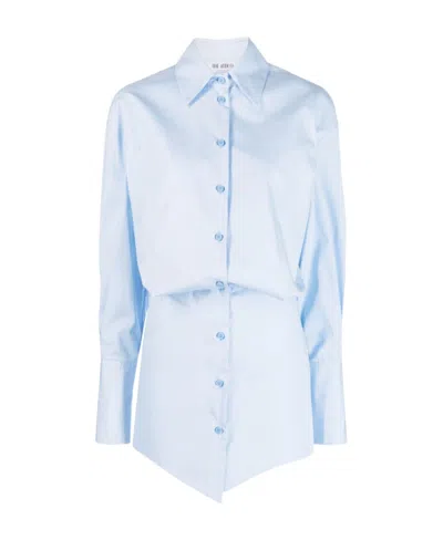 Attico Silvye Shirt Minidress In Blue