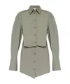 Attico Silvye Shirt Minidress In Gray