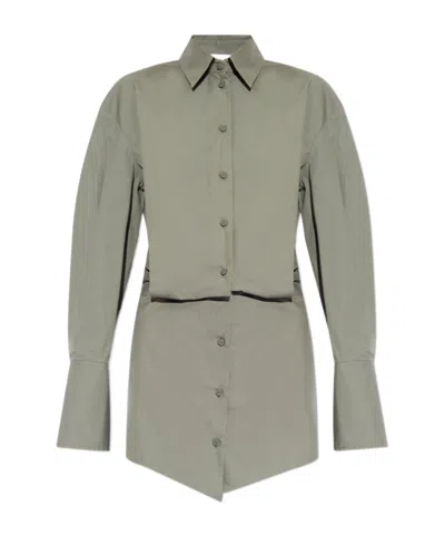 Attico Silvye Shirt Minidress In Grey