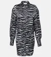 Attico Silvye Zebra Print Satin Shirt Dress In Black