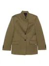 Attico Green Jacket With Asymmetric Closure On The Front In Green
