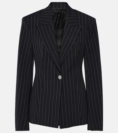 Attico Glen Pinstripe Single-breasted Blazer In Blue
