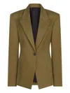 Attico Tailored Gabardine Jacket With Unique Tie Detail In Green