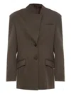 Attico Structured Oversized Brown Jacket With High Collar