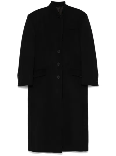 Attico Single-breasted Coat In Black