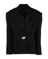 Attico Single-breasted Maxi-shoulders Blazer In Black