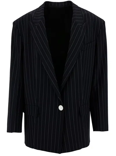 Attico Single-breasted Jacket In Blue