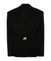 Attico Single-breasted Maxi-shoulders Blazer In Black