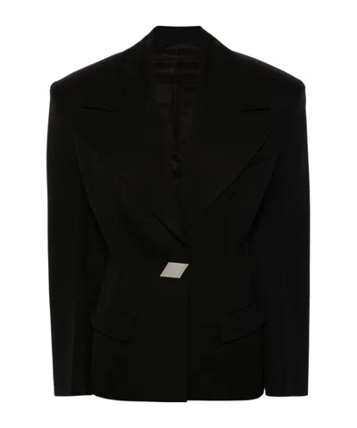 ATTICO THE ATTICO SINGLE-BREASTED GABARDINE BLAZER