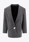 Attico Single-breasted Oversized Wool Blazer In Gray