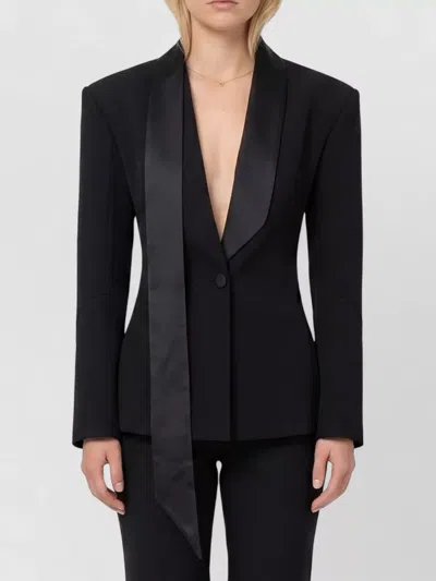 Attico Single Breasted Tuxedo Jacket Tailored Fit In Black