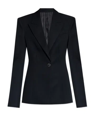Attico Single-breasted Virgin Wool Blazer In Black