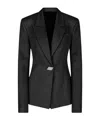 Attico Single-breasted Wool Jacket With Epaulettes In Black