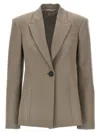 Shop Attico Single-breasted Wool Blazer Blazer And Suits Gray