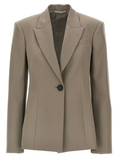 ATTICO SINGLE-BREASTED WOOL BLAZER BLAZER AND SUITS GRAY