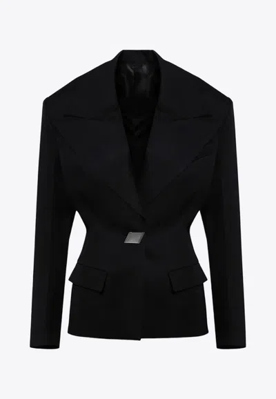 ATTICO SINGLE-BREASTED WOOL JACKET WITH EPAULETTES