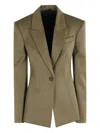 Attico Single-button Padded-shoulder Blazer In Green