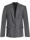 Attico Single-breasted Oversized Wool Blazer In Grey