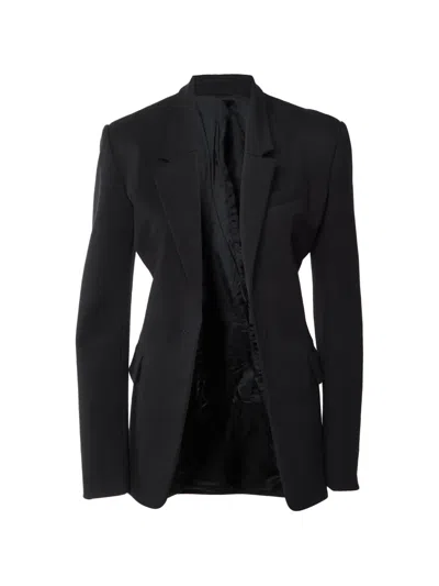 Pre-owned Attico Single-breasted Padded-shoulder Blazer In Black