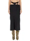 Attico Midi Skirt With Cut-out Waist In Nero