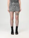 Attico Gray High-waisted Slim Fit Denim Mini Skirt In Black