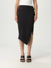 Attico Ribbed Waist Midi Skirt With Side Slit