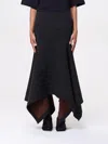 Attico Grey Midi Skirt With Logo Lettering And Handkerchief Hem In Cotton Woman In Grey