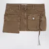 Attico Cargo Denim Mini Skirt In Brown