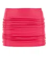 Attico The  Woman Fuchsia Stretch Nylon Mini Skirt In Pink