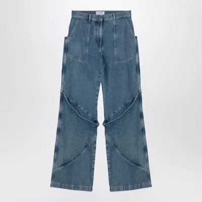Attico Sky Blue Baggy Jeans With Large Pockets