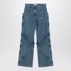 Attico Sky Blue Baggy Jeans With Large Pockets In Blue