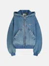 Attico Hooded Ribbed Cuffs Hem Jacket In Blue