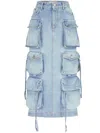 ATTICO SKY BLUE CARGO MIDI SKIRT FOR WOMEN