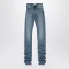 Attico Sky Blue Jeans With Long Leg Curled At The Hem