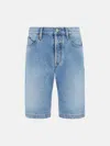 Attico Knee-length Cotton Boyfriend Mini Denim Shorts In Sky Blue