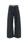 Attico Wide-leg Denim Trousers In Stretch Fabric