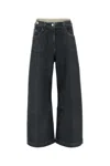 Attico Wide-leg Denim Trousers In Stretch Fabric In Black