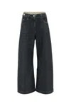 Attico Wide-leg Denim Trousers In Stretch Fabric In Navyblue
