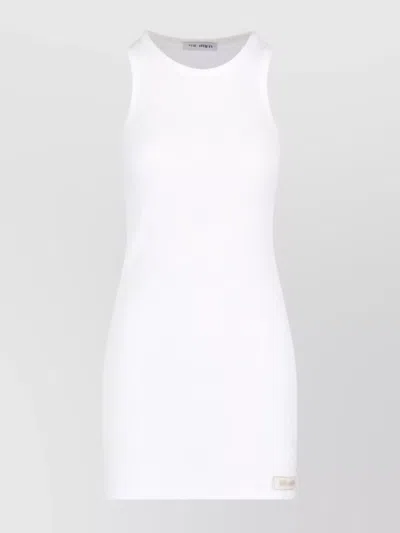 Attico Sleeve Detail Mini Ribbed Top In White
