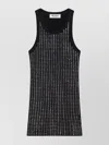 Attico Sleeveless Cotton Top Crystal Studs In Black
