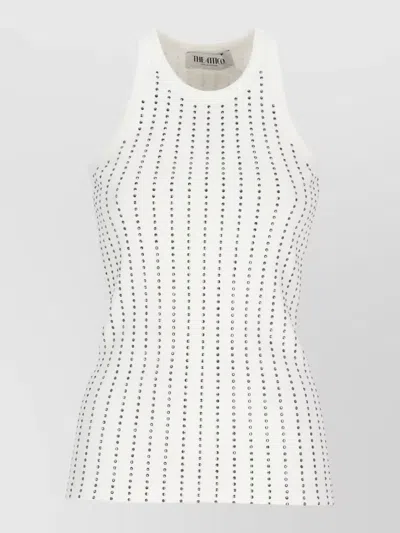 Attico Crystal-embellished Ribbed Cotton Tank In White