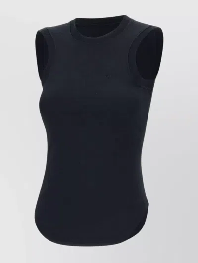 Attico Sleeveless Crew Neck Tank Top In Black
