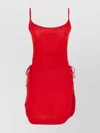 Attico Mini Length Ruched Detailing Side Slit Strappy Beach Cover Up