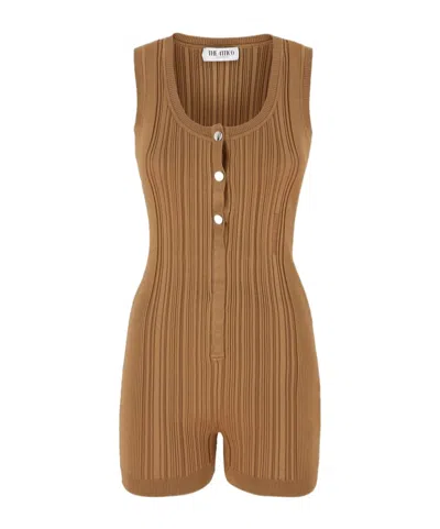 Attico Sleeveless Jumpsuit In Brown