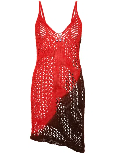 Attico Sleeveless Knitted Dress In Red