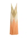 Attico The  Long Tulle Dress With Geometric Inserts In Sand